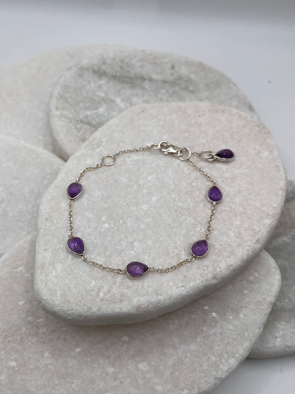 925 Sterling Silver Amethyst Bracelet