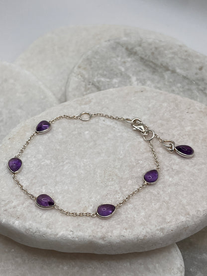 925 Sterling Silver Amethyst Bracelet