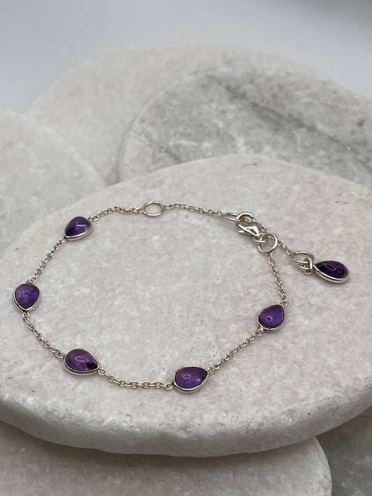 925 Sterling Silver Amethyst Bracelet