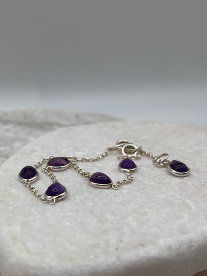925 Sterling Silver Amethyst Bracelet