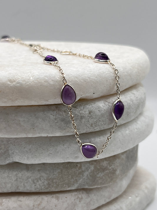 925 Sterling Silver Amethyst Bracelet