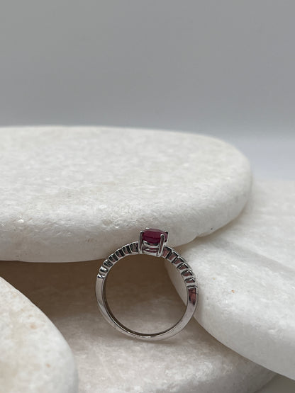 925 Sterling Silver Ruby Ring Size P