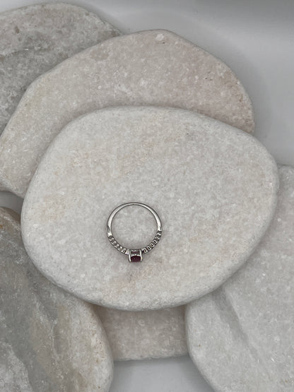 925 Sterling Silver Ruby Ring Size P