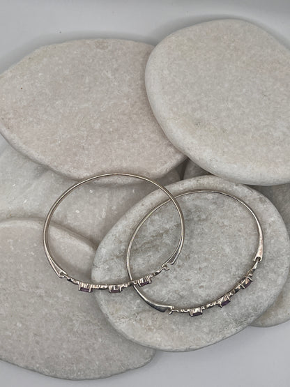 925 Sterling Silver Amethyst Trilogy Bangle