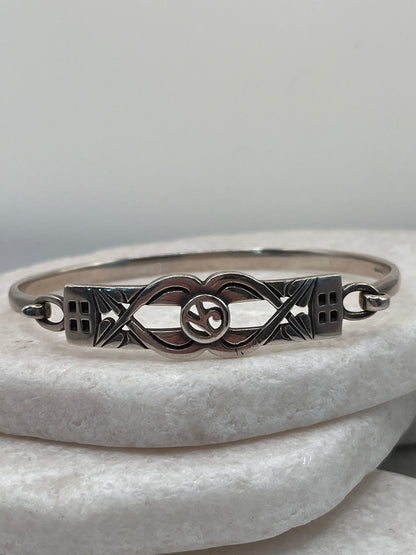 925 Sterling Silver Celtic Hinged Heart Bangle