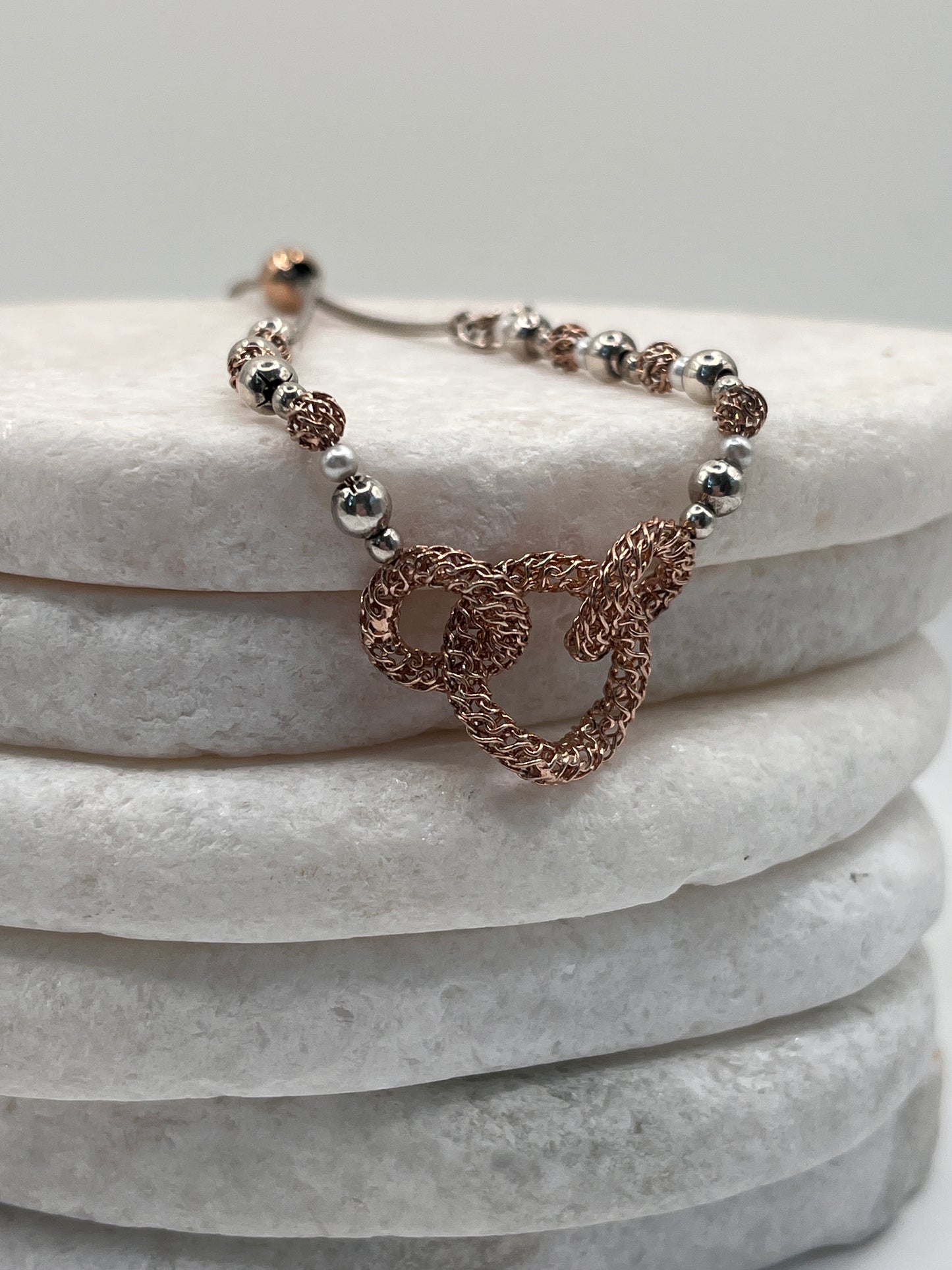 925 Sterling Silver And Rose Gold Bracelet