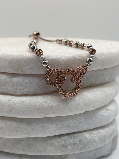 925 Sterling Silver And Rose Gold Bracelet