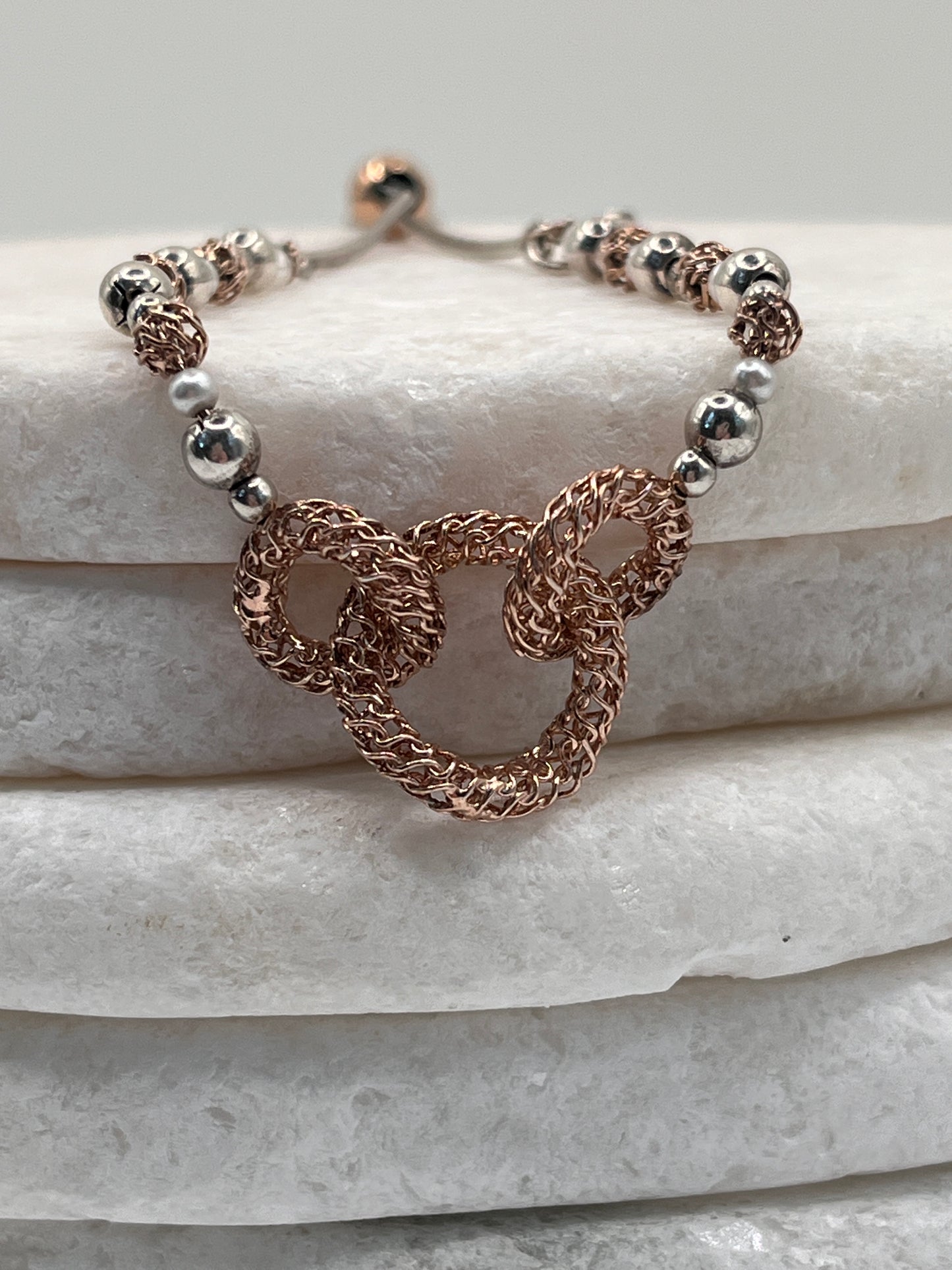 925 Sterling Silver And Rose Gold Bracelet