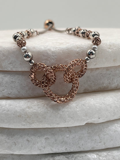 925 Sterling Silver And Rose Gold Bracelet