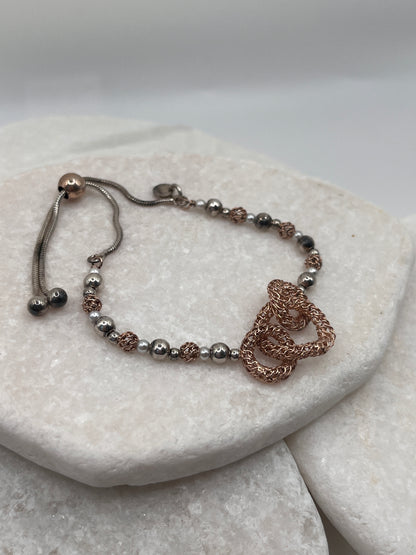 925 Sterling Silver And Rose Gold Bracelet