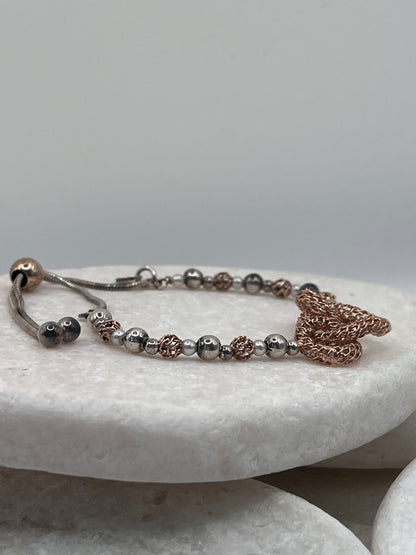 925 Sterling Silver And Rose Gold Bracelet