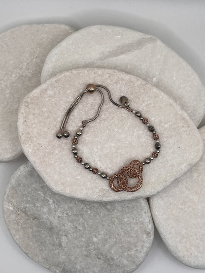 925 Sterling Silver And Rose Gold Bracelet