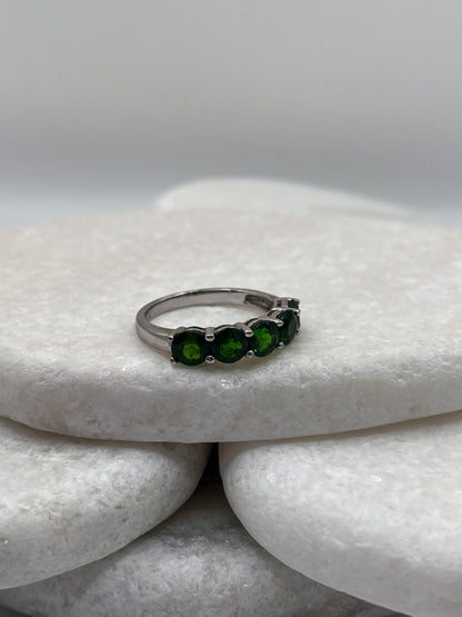 925 Sterling Silver Chrome Diopside Half Eternity Size P