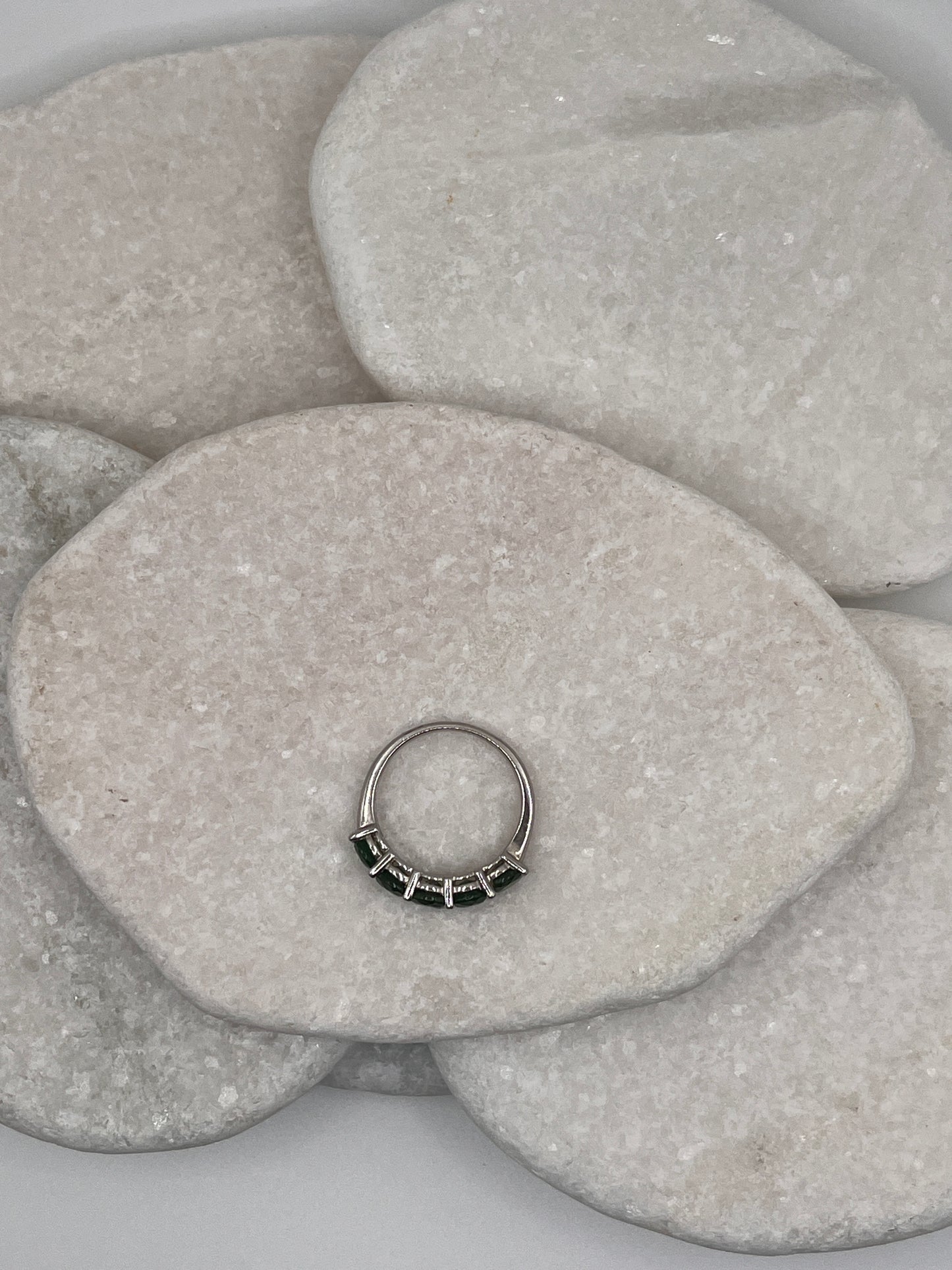 925 Sterling Silver Chrome Diopside Half Eternity Size P