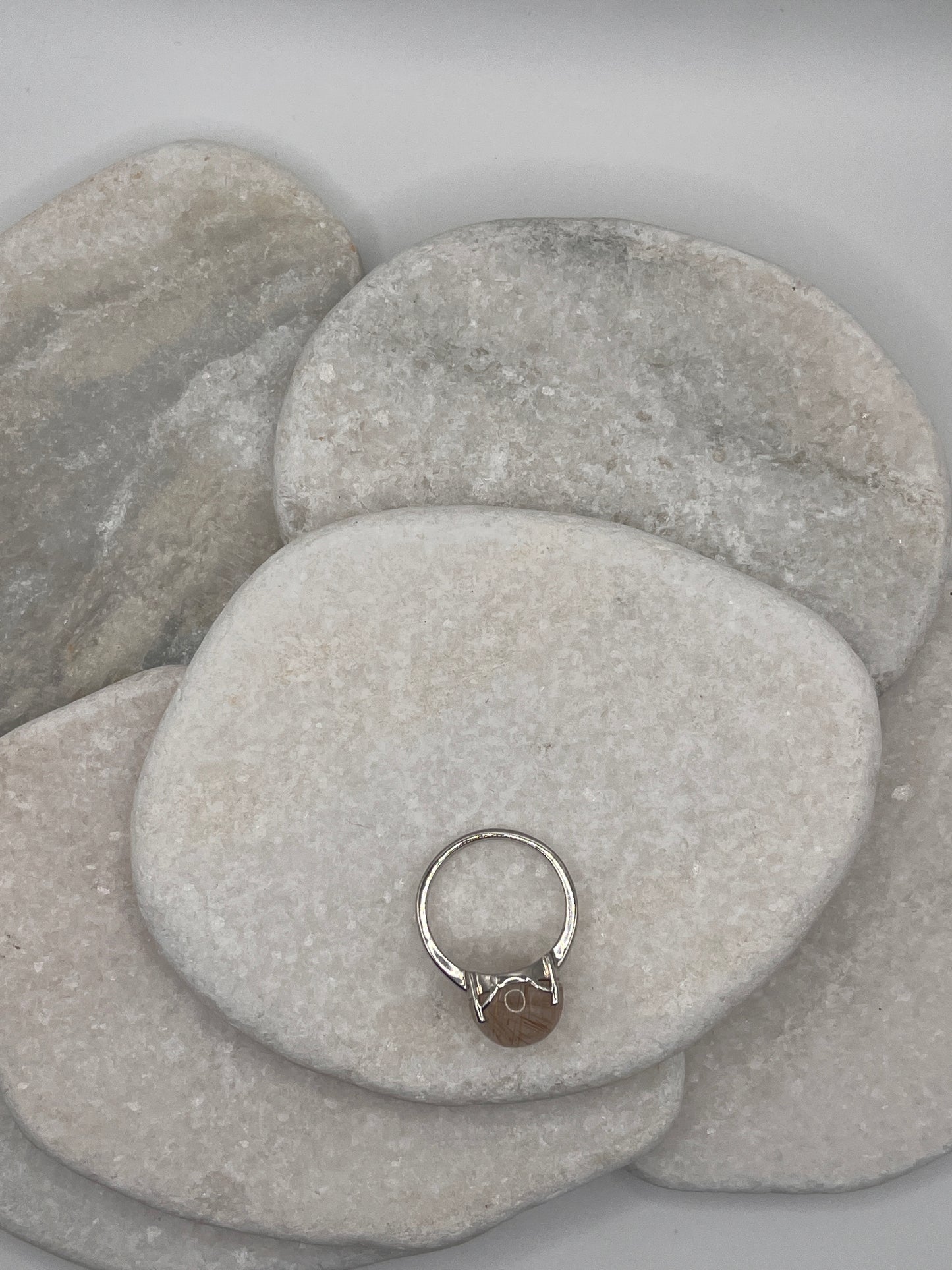 925 Sterling Silver Golden Rutile Cabochon Size S