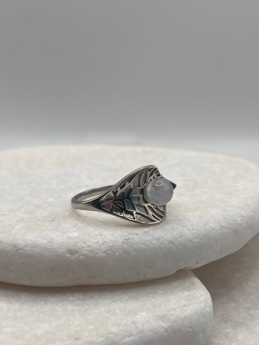 925 Sterling Silver Moonstone Leaf Size S