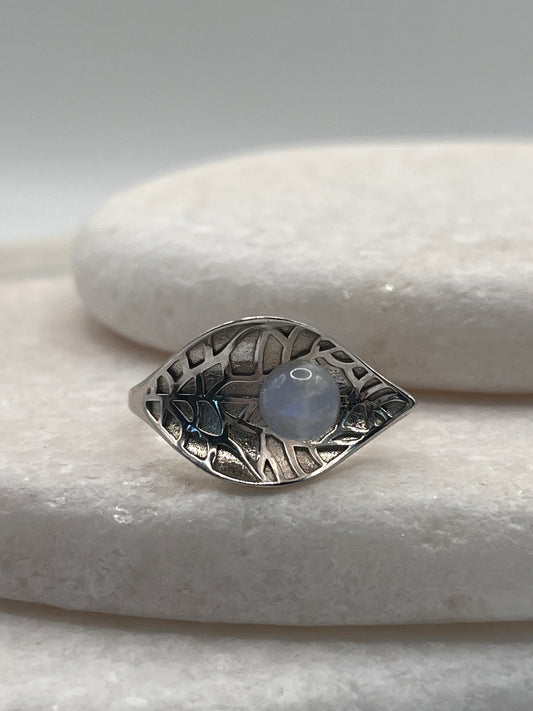 925 Sterling Silver Moonstone Leaf Size S