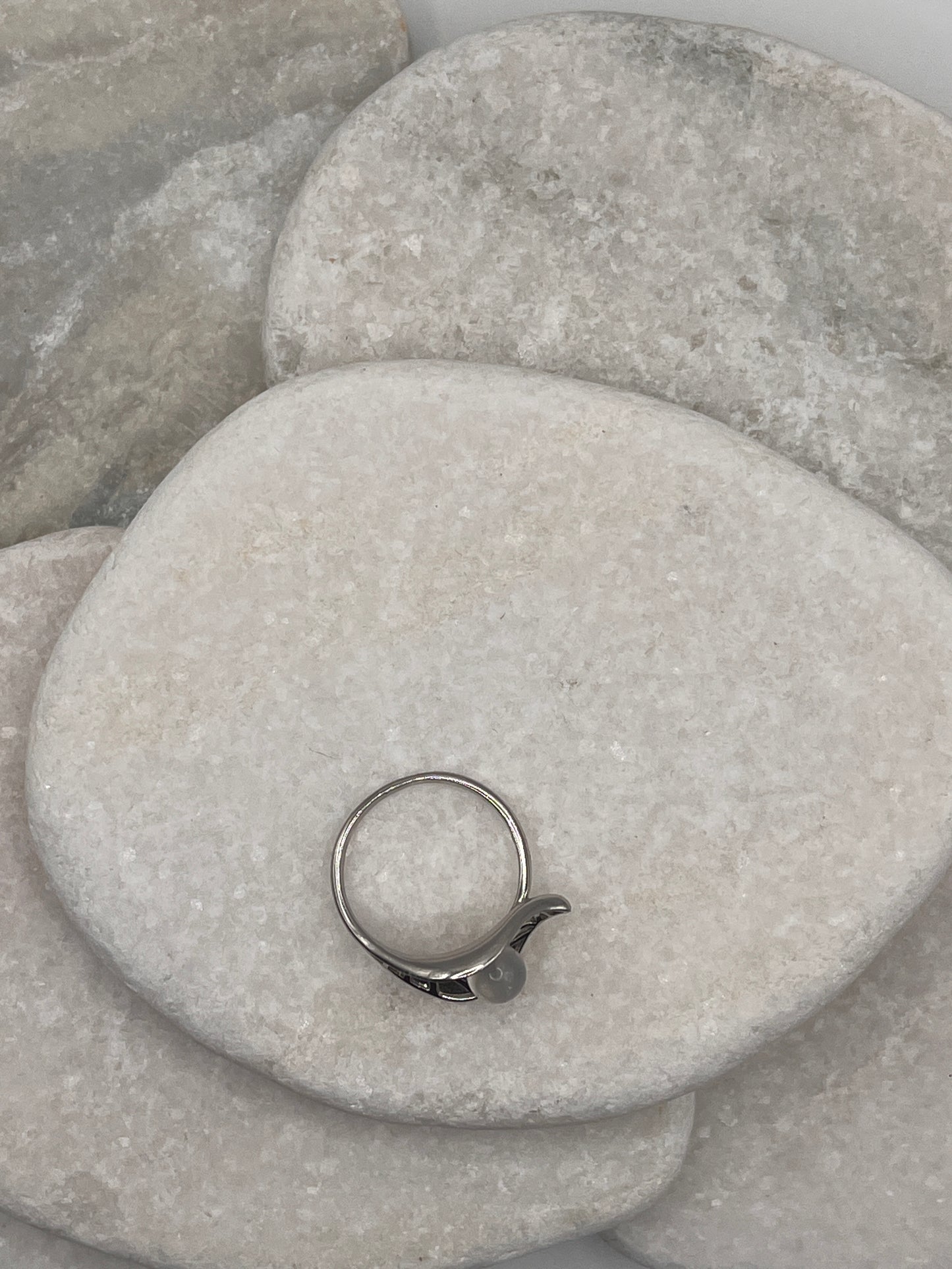 925 Sterling Silver Moonstone Leaf Size S