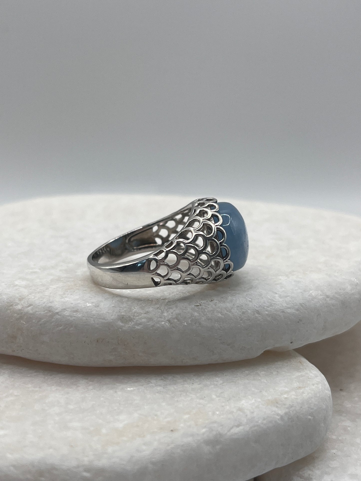 925 Sterling Silver Natural Aqua Marine Size S