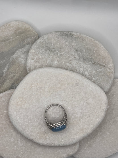 925 Sterling Silver Natural Aqua Marine Size S