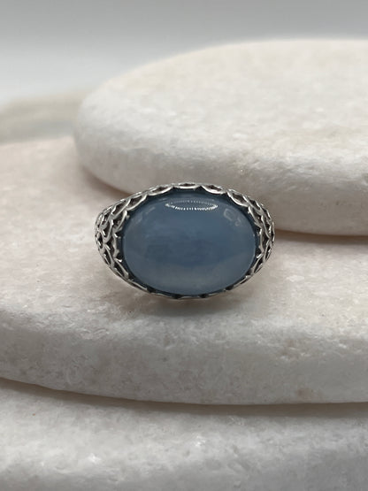 925 Sterling Silver Natural Aqua Marine Size S