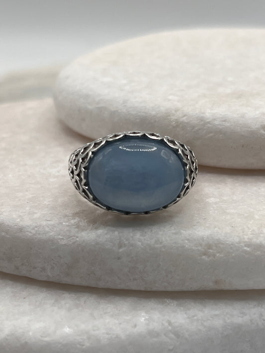 925 Sterling Silver Natural Aqua Marine Size S