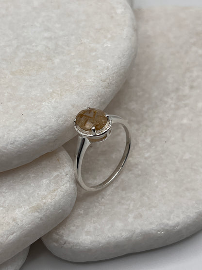 925 Sterling Silver Golden Rutile Solitaire Size S