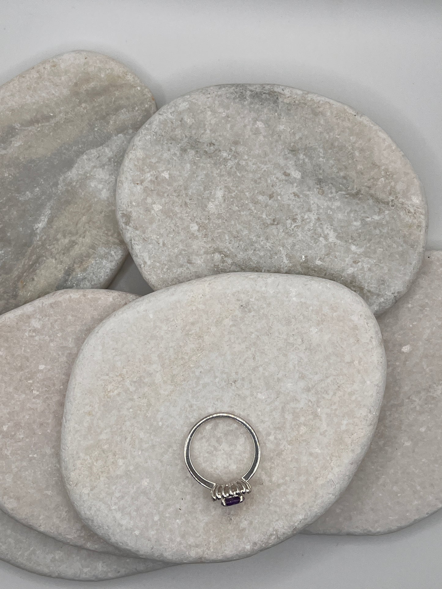 925 Sterling Silver Amethyst Halo Size S