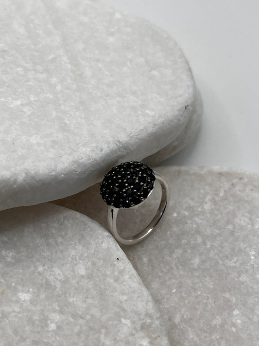 925 Sterling Silver Sapphire Cluster Ring Size L