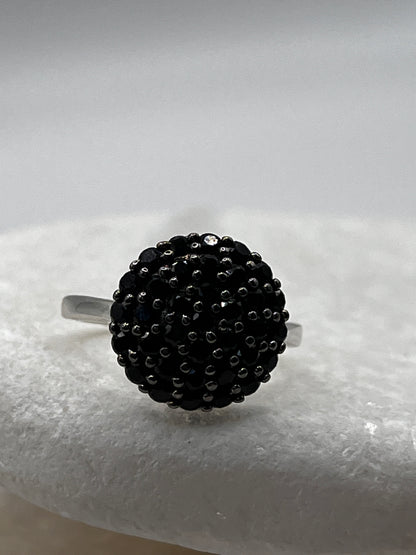 925 Sterling Silver Sapphire Cluster Ring Size L