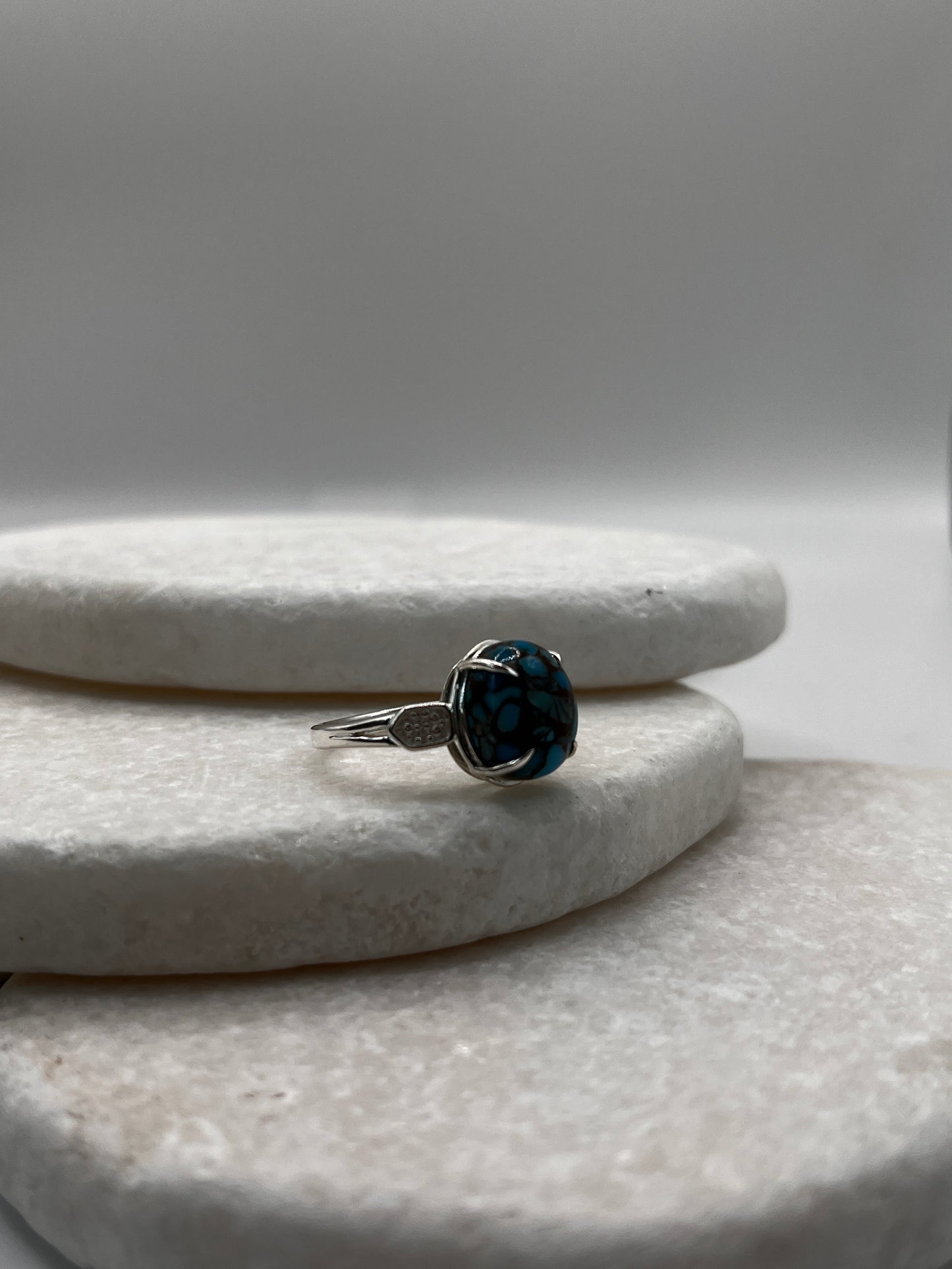 925 Sterling Silver Egyptian Turquoise Ring Size L