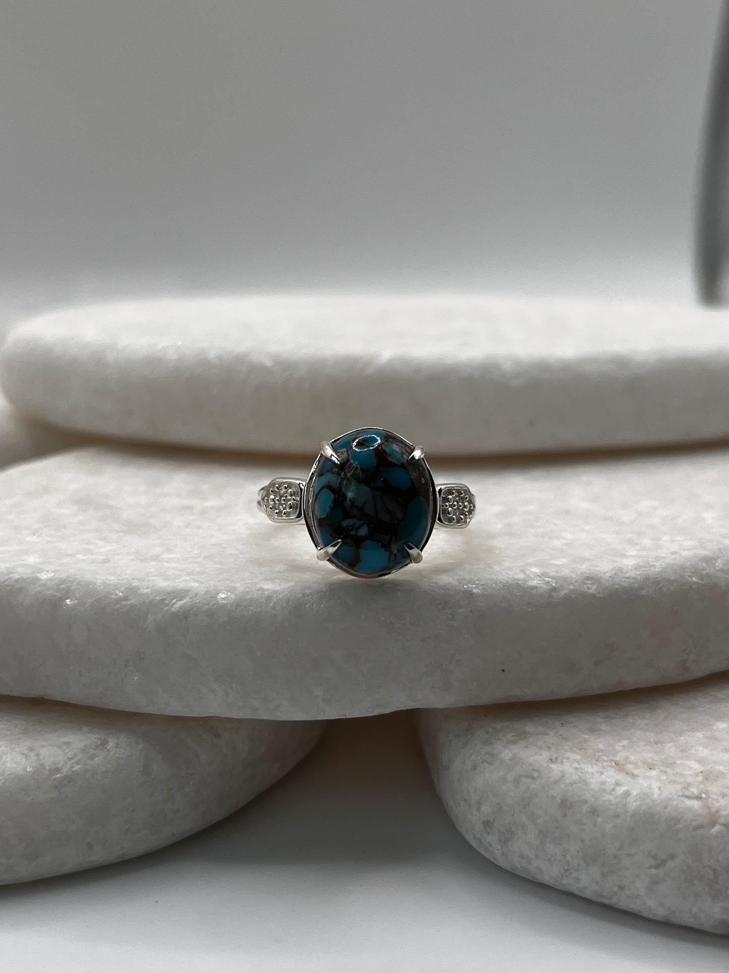 925 Sterling Silver Egyptian Turquoise Ring Size L