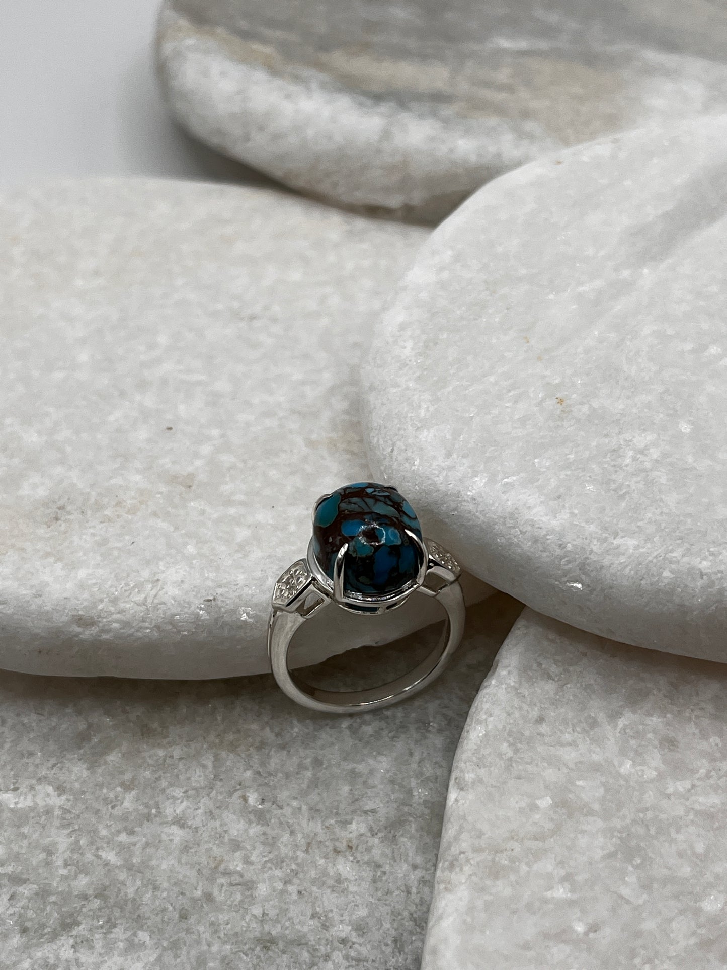 925 Sterling Silver Egyptian Turquoise Ring Size L