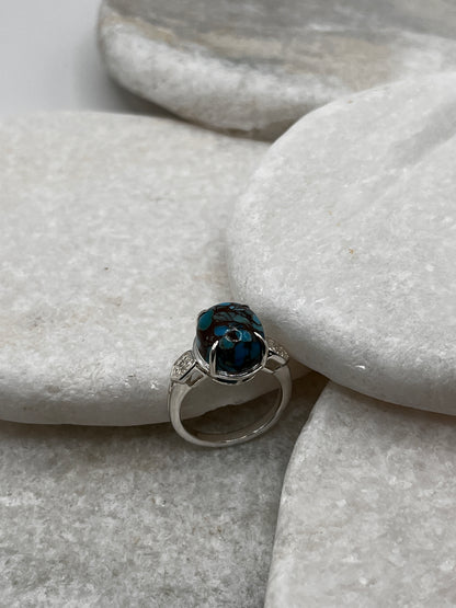 925 Sterling Silver Egyptian Turquoise Ring Size L