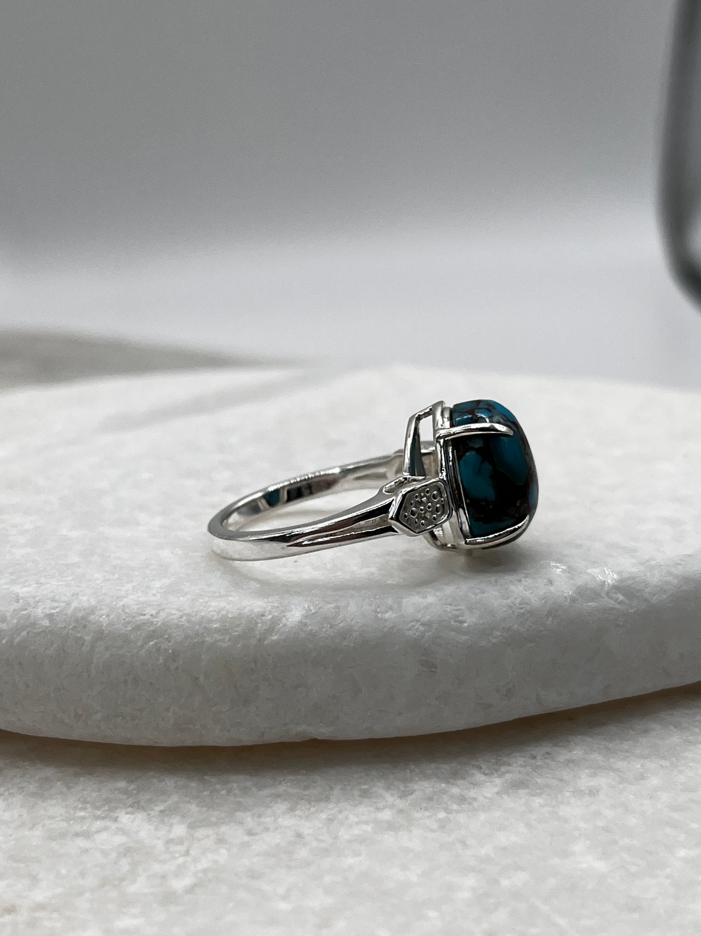 925 Sterling Silver Egyptian Turquoise Ring Size L