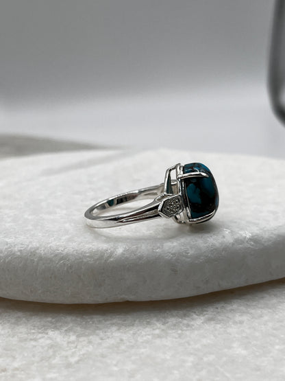 925 Sterling Silver Egyptian Turquoise Ring Size L