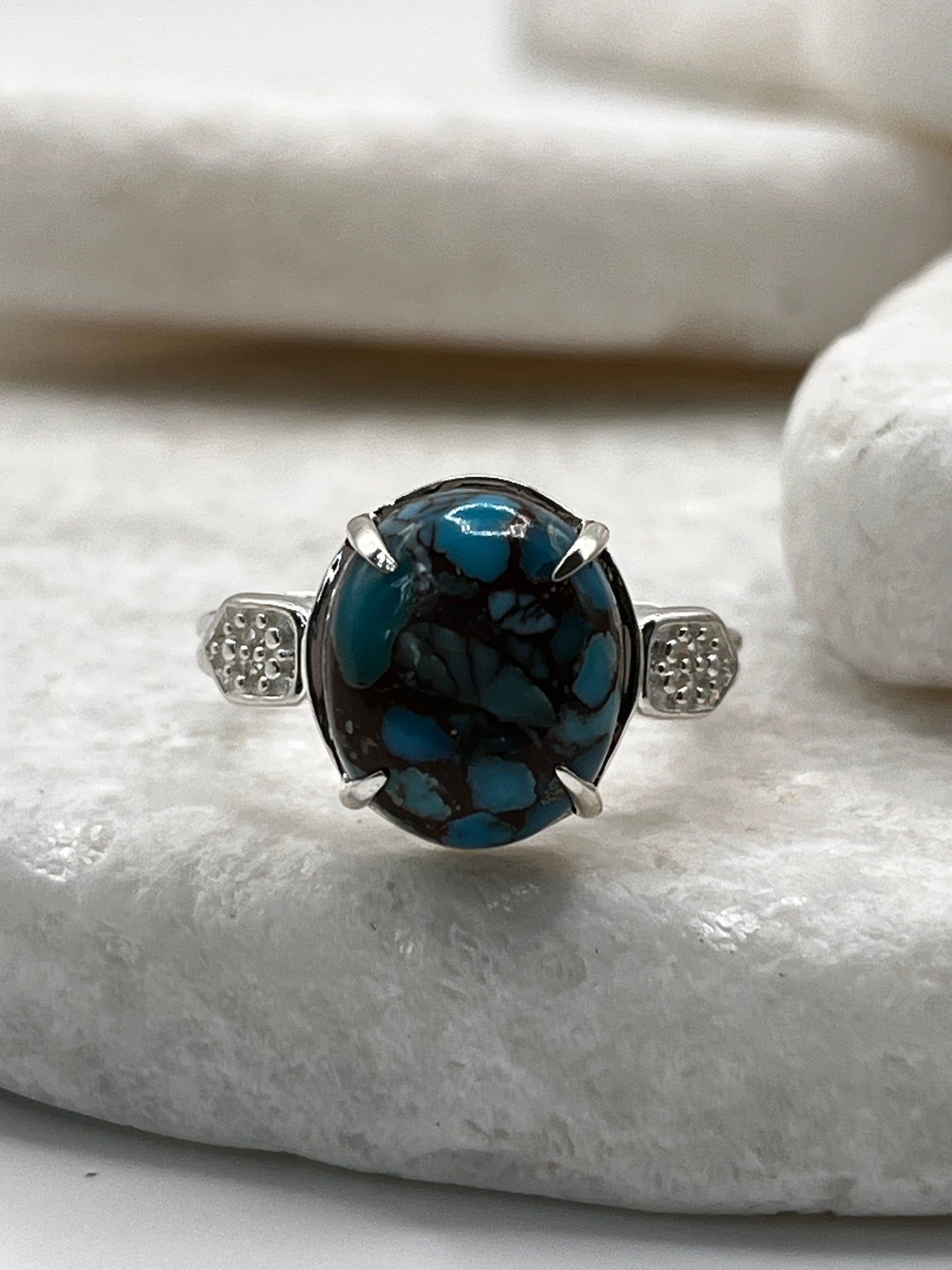 925 Sterling Silver Egyptian Turquoise Ring Size L