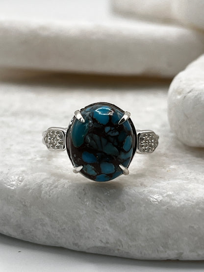925 Sterling Silver Egyptian Turquoise Ring Size L