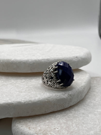 925 Sterling Silver Lapis Lazuli Ring Size L