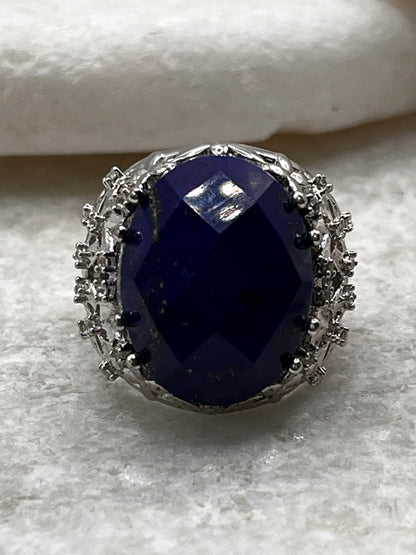925 Sterling Silver Lapis Lazuli Ring Size L