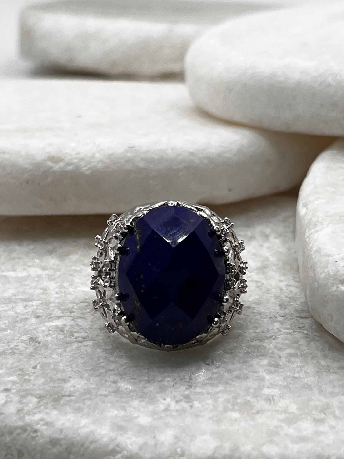 925 Sterling Silver Lapis Lazuli Ring Size L