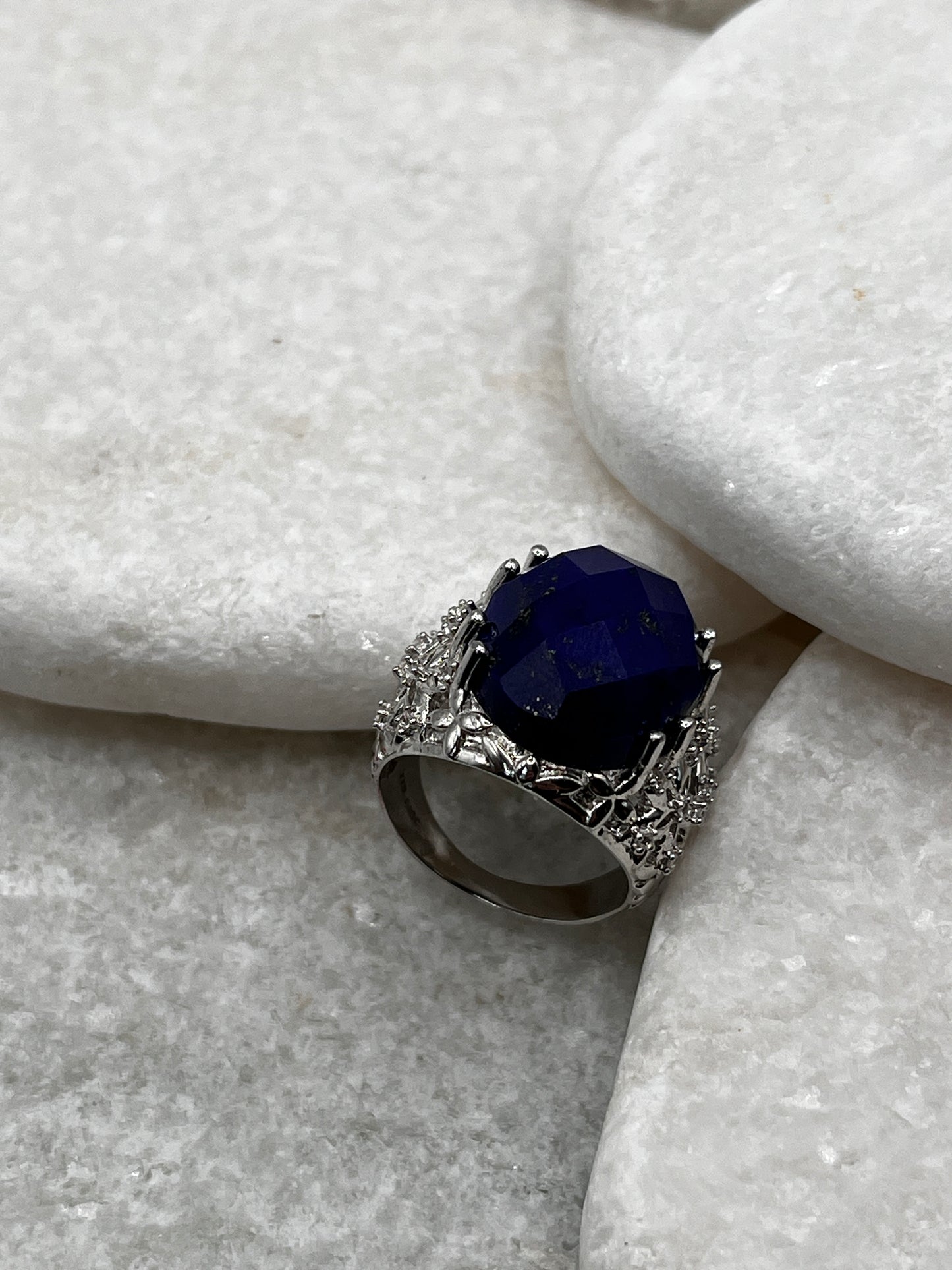 925 Sterling Silver Lapis Lazuli Ring Size L