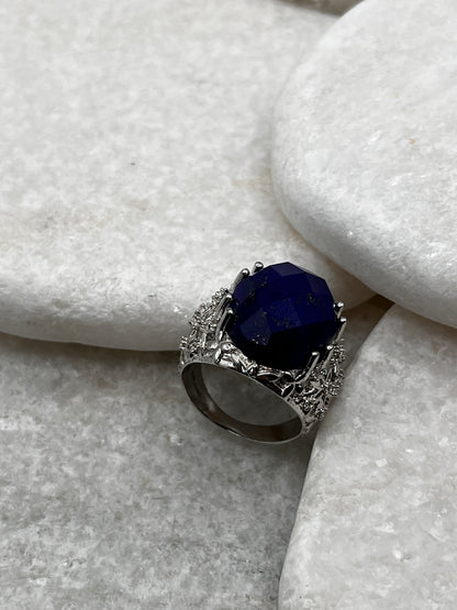 925 Sterling Silver Lapis Lazuli Ring Size L