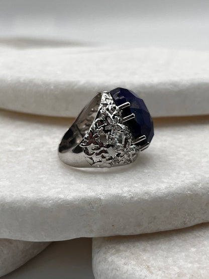 925 Sterling Silver Lapis Lazuli Ring Size L