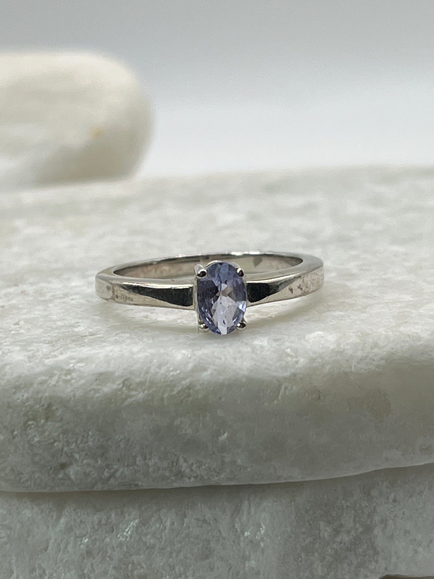 925 Sterling Silver Tanzanite Solitaire Ring - Size N