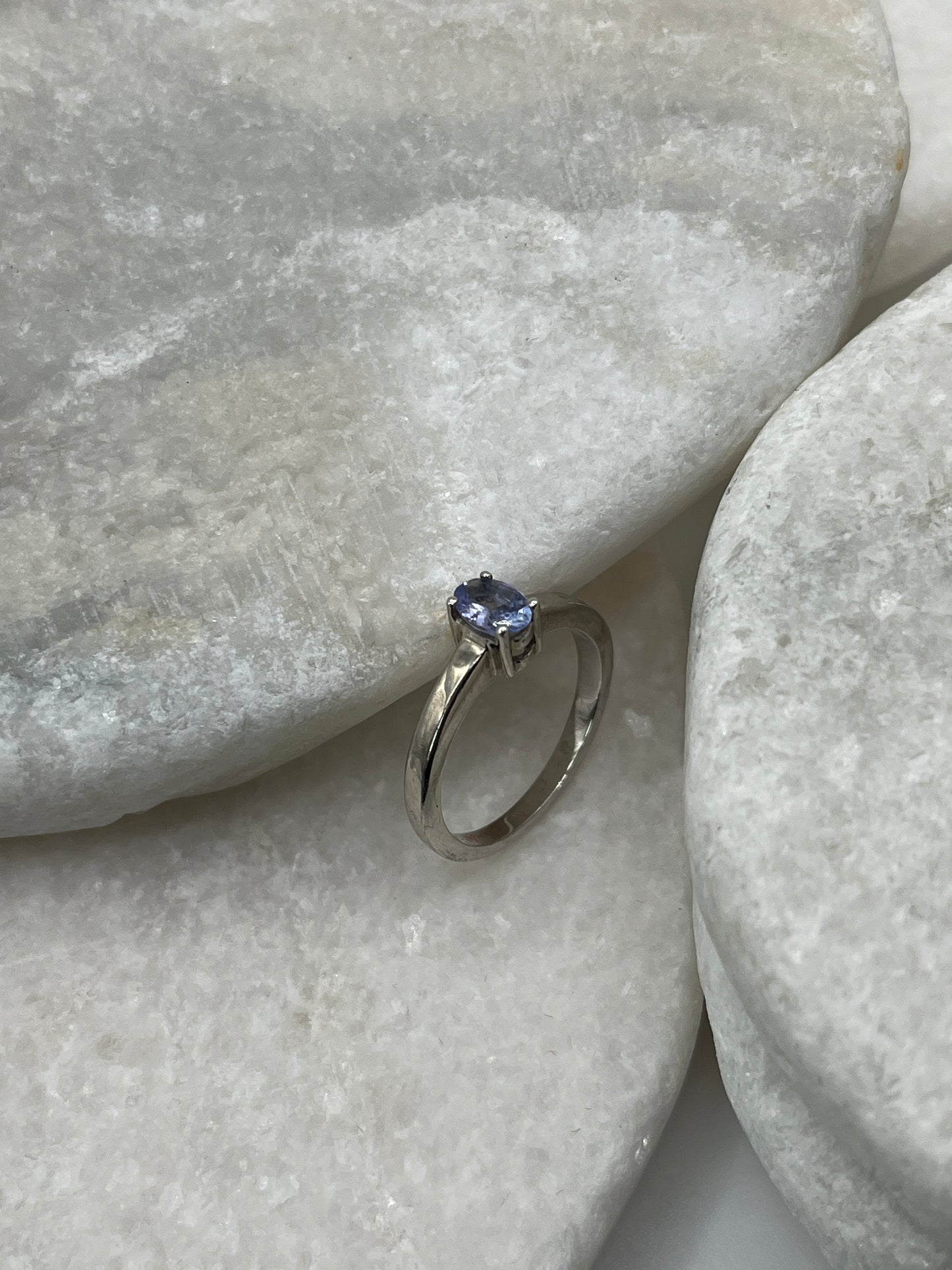 925 Sterling Silver Tanzanite Solitaire Ring - Size N