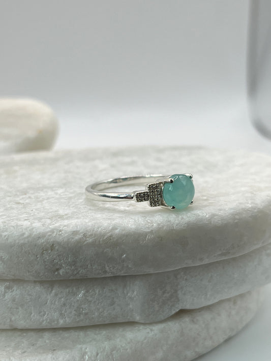 925 Sterling Silver Blue Chalcedony Ring  - Size U