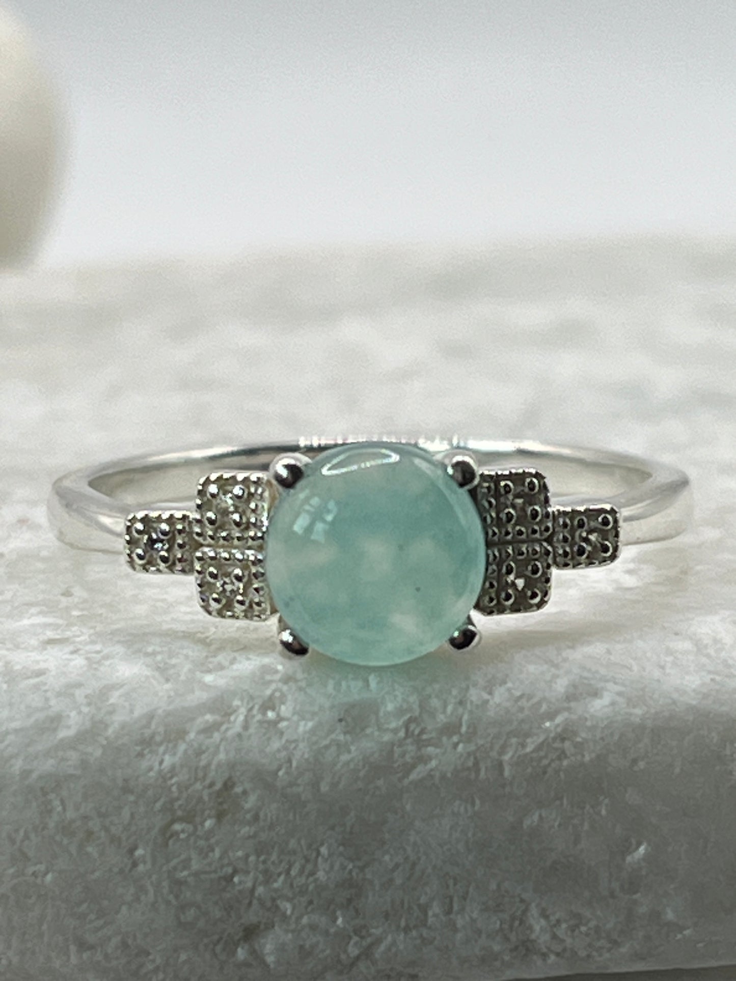 925 Sterling Silver Blue Chalcedony Ring  - Size U