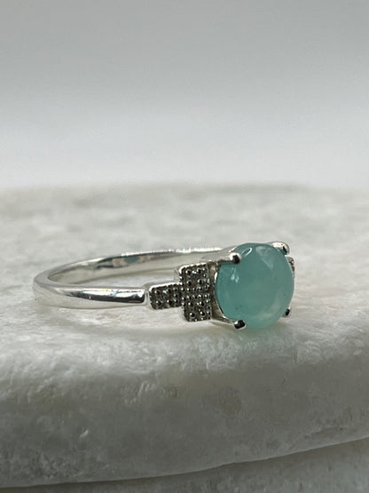 925 Sterling Silver Blue Chalcedony Ring  - Size U