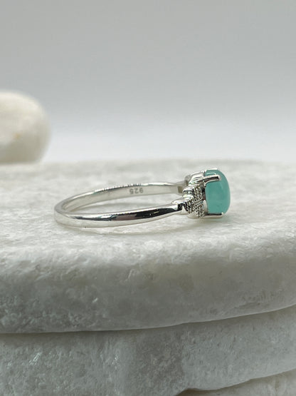 925 Sterling Silver Blue Chalcedony Ring  - Size U